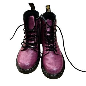 NWOT Girls 1460 Dr. Doc Martens Pink Glitter Sparkle Combat Boots Size 2